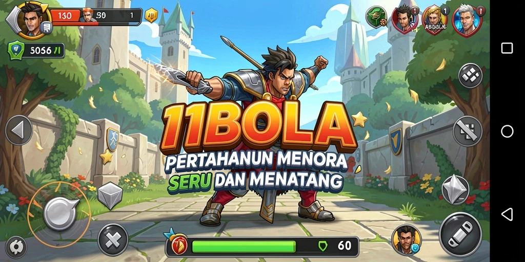 Tampilan gameplay seru dari 11BOLA dalam kategori Tower Defense.