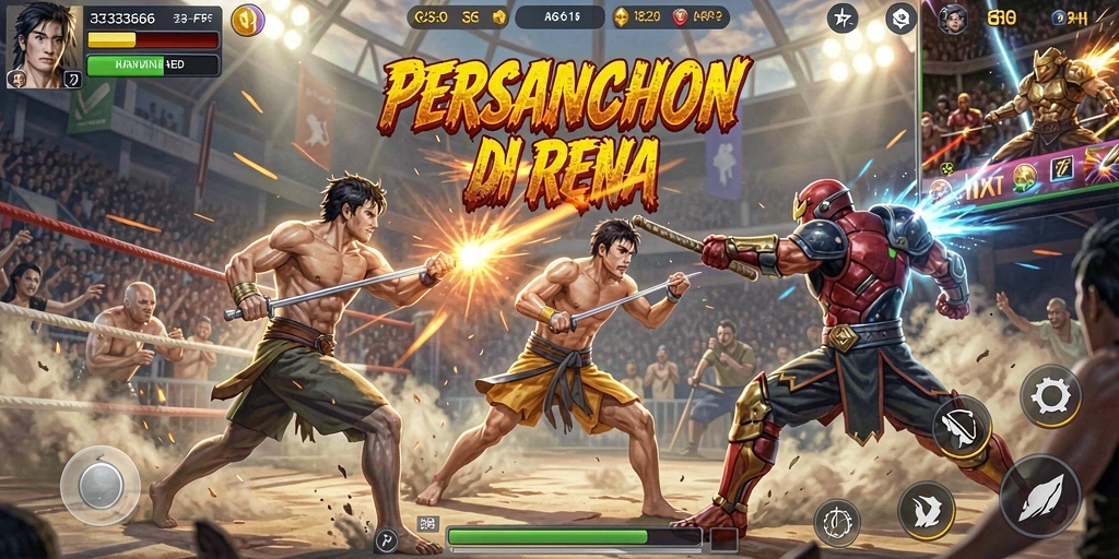 Tampilan menarik dari gameplay pertarungan di 333666.