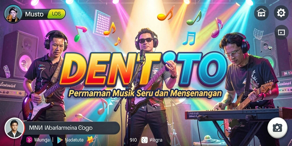 Tampilan gameplay DENTOTO yang menakjubkan dengan lagu-lagu favorit.