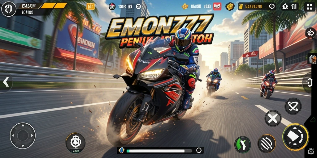 Gameplay seru di EMON777 dengan balapan motor yang mendebarkan.