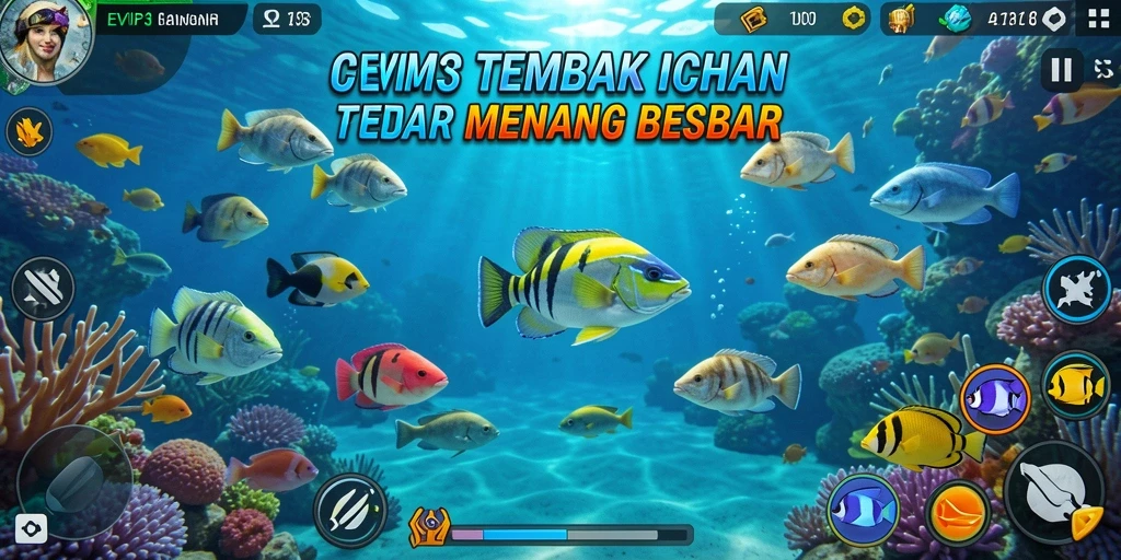 Tampilan gameplay seru Tembak Ikan di EVIP3.