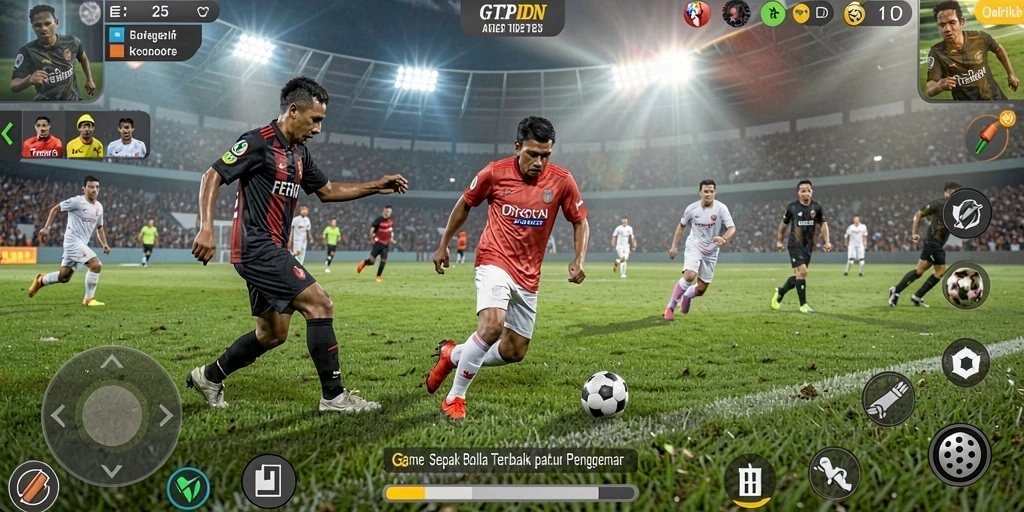 Screenshot gameplay GTPIDN menampilkan pertarungan seru antar tim di lapangan.