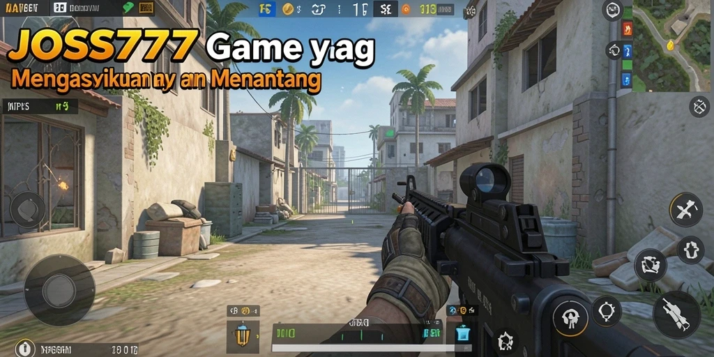 Screenshot utama JOSS777 menampilkan aksi pertempuran seru dalam gameplay FPS.