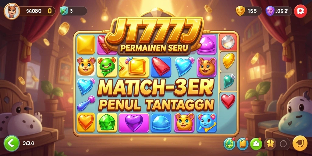 Tampilan gameplay JT777 dengan objek colorful menantang.