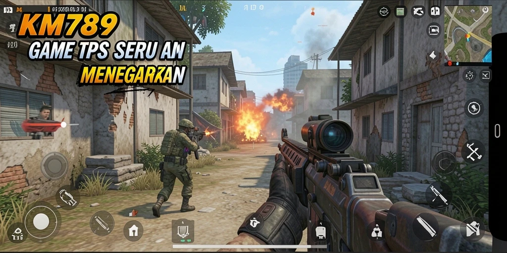 Tampilan utama gameplay seru KM789 dengan aksi TPS intens.