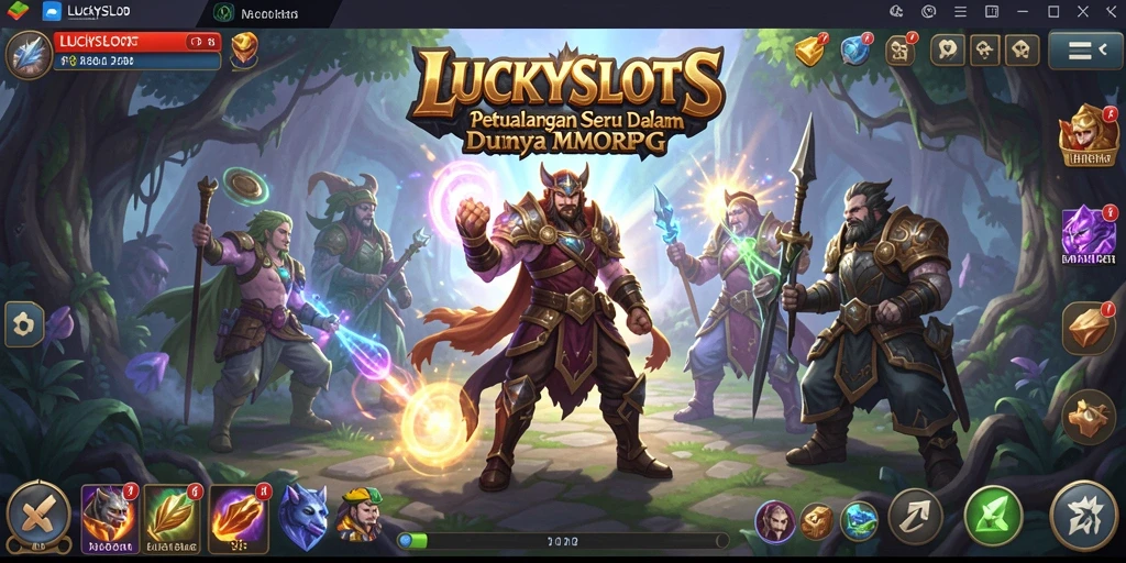 Tampilan gameplay LUCKYSLOTS dengan karakter dan monster yang menakjubkan.