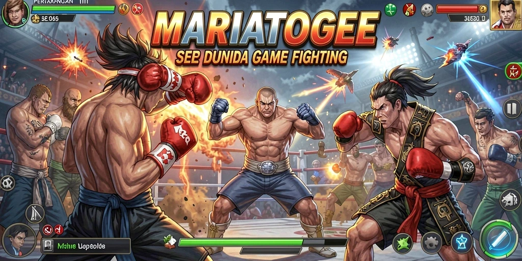 Screenshot gameplay MARIATOGEL menampilkan aksi pertarungan yang penuh semangat.