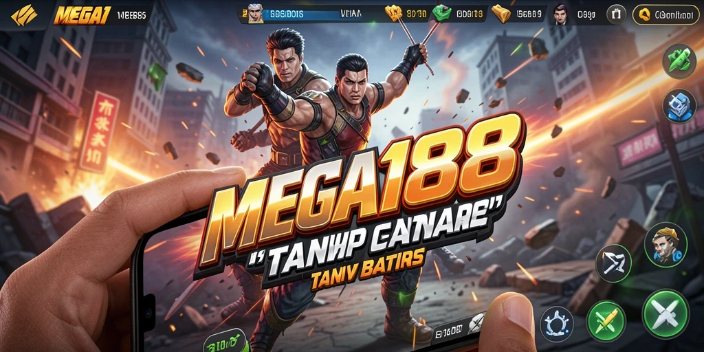 Tangkapan layar utama MEGA188 menampilkan aksi pertarungan epik.