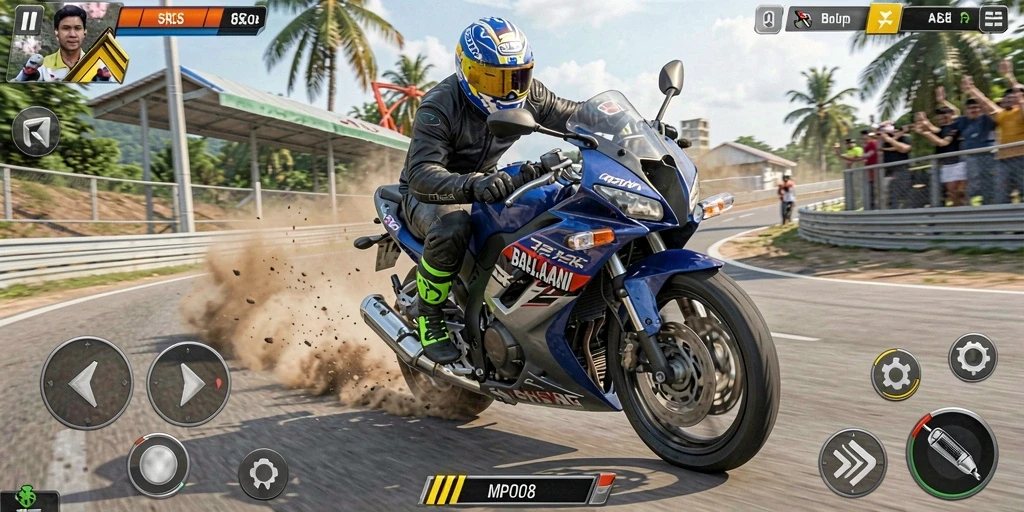 Tampilan aksi mendebarkan dalam balapan motor MPO08.