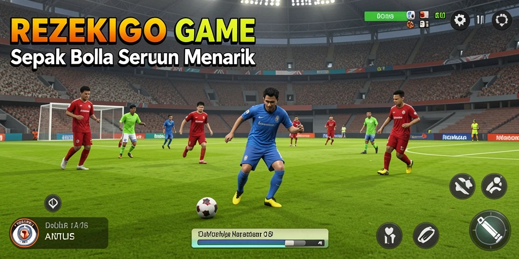 Tampilan gameplay seru di lapangan sepak bola.