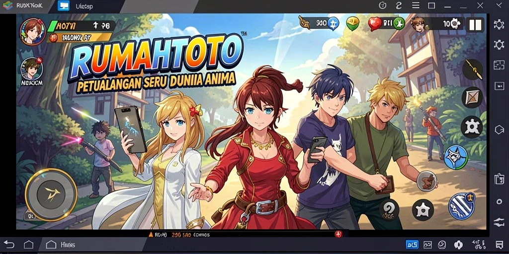 Screenshot utama RUMAHTOTO menampilkan karakter Anime dalam aksi.