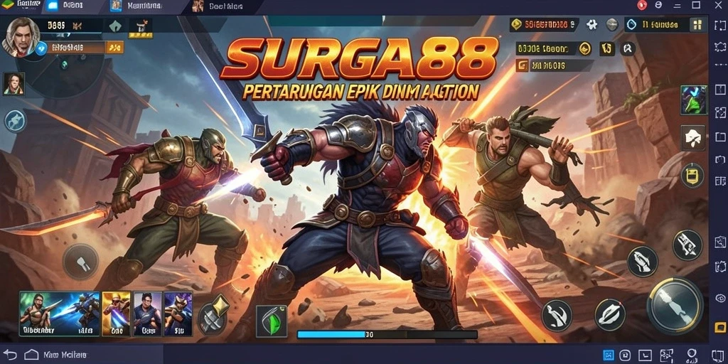Tampilan gameplay SURGA88 dengan aksi seru dan karakter menarik.