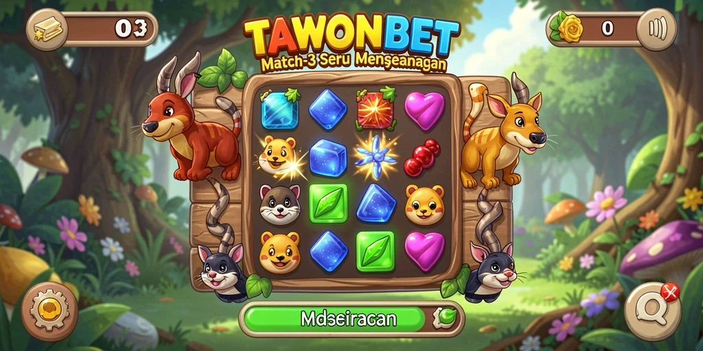 Screenshot gameplay TAWONBET, menampilkan kombinasi item yang menarik.