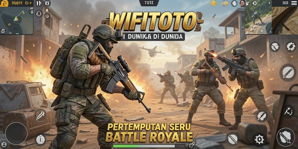 Tampilan gameplay WIFITOTO yang menegangkan dalam pertempuran Battle Royale.
