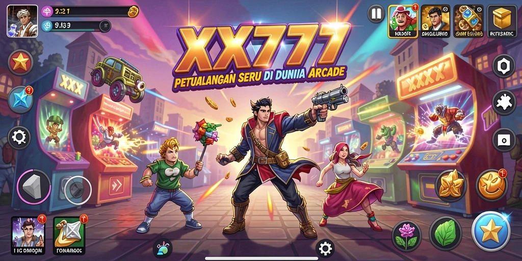 Tangkapan layar utama XXX777 menampilkan aksi seru dalam game Arcade.
