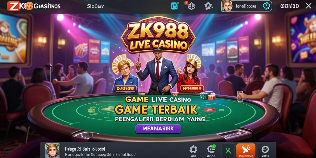 Tampilan gameplay Live Casino yang mendebarkan dan interaktif di ZK988.